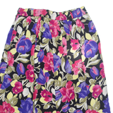 Womens A-Line Skirt Black Knee Length Viscose Floral UK 10