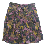 Womens A-Line Skirt Purple Knee Length Viscose 90s Crazy Pattern L
