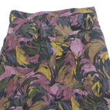 Womens A-Line Skirt Purple Knee Length Viscose 90s Crazy Pattern L