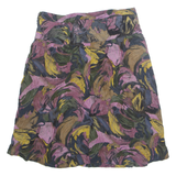 Womens A-Line Skirt Purple Knee Length Viscose 90s Crazy Pattern L