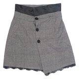 ZARA Button Up Womens Straight Skirt Black Short Check XS
