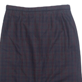 Lined Womens Straight Skirt Blue Knee Length Check L