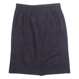 Lined Womens Straight Skirt Blue Knee Length Check L