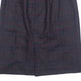 Lined Womens Straight Skirt Blue Knee Length Check L
