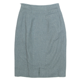STRENESSE Pocketed Womens Pencil Skirt Blue Knee Length Wool Chevron XS