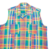 LILLA POPKIN Womens Printed Vest Green V-Neck Sleeveless 90s Check L