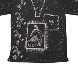 Womens Printed Blouse Black Crazy Pattern L