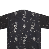 Womens Printed Blouse Black Crazy Pattern L