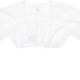 WALDSCHUTZ Womens Cropped Blouse White Puff Sleeve M