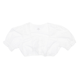 WALDSCHUTZ Womens Cropped Blouse White Puff Sleeve M