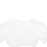 WALDSCHUTZ Womens Cropped Blouse White Puff Sleeve M