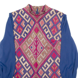 Womens Printed Blouse Red High Neck Long Sleeve Crazy Pattern M