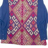 Womens Printed Blouse Red High Neck Long Sleeve Crazy Pattern M
