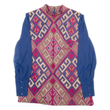 Womens Printed Blouse Red High Neck Long Sleeve Crazy Pattern M