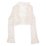 Womens Printed Top White Long Sleeve Floral S