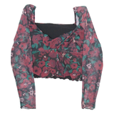 Womens Printed Blouse Black Long Sleeve Floral M