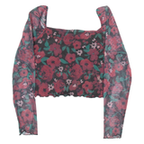 Womens Printed Blouse Black Long Sleeve Floral M