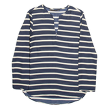 ZARA BASIC Womens Printed Blouse Blue V-Neck Long Sleeve Striped XS