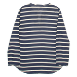 ZARA BASIC Womens Printed Blouse Blue V-Neck Long Sleeve Striped XS