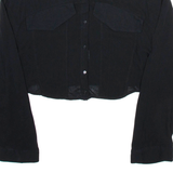 ZARA Womens Cropped Shirt Black Collared Long Sleeve S