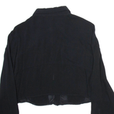 ZARA Womens Cropped Shirt Black Collared Long Sleeve S