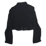 ZARA Womens Cropped Shirt Black Collared Long Sleeve S