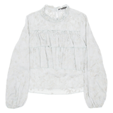 ZARA Womens Printed Blouse Blue Long Sleeve Floral M