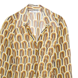 ZARA Womens Printed Blouse Brown Collared Long Sleeve Viscose Crazy Pattern S