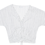 ZARA Womens Printed Blouse White V-Neck Striped L