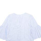 ZARA Womens Printed Blouse Blue Ruffle Sleeve S