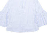 ZARA Womens Printed Blouse Blue Ruffle Sleeve S