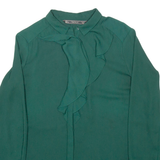 ZARA Womens Shirt Green Long Sleeve Viscose S