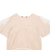 ZARA Womens Blouse Pink V-Neck S