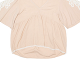ZARA Womens Blouse Pink V-Neck S