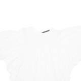 ZARA Womens Blouse White Ruffle Sleeve Viscose Floral M