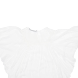 ZARA Womens Blouse White Ruffle Sleeve Viscose Floral M
