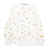 ZARA Womens Printed Shirt White Collared Long Sleeve XS