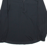 ZARA Womens Bardot Blouse Black V-Neck Long Sleeve Viscose S