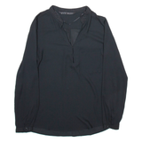 ZARA Womens Bardot Blouse Black V-Neck Long Sleeve Viscose S