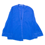 ZARA Womens Blouse Blue V-Neck Long Sleeve XS
