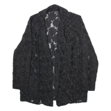 ZARA Womens Kimono Blouse Black Long Sleeve Viscose Floral M