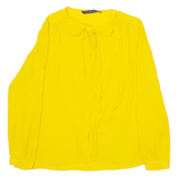 ZARA Womens Blouse Yellow Collared Long Sleeve Silk S