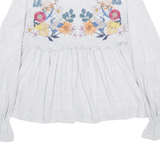 ZARA Womens Printed Blouse Black Long Sleeve Floral S