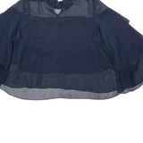 ZARA Womens Blouse Blue Ruffle Sleeve Viscose XS