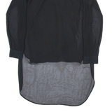 ZARA Womens Blouse Black V-Neck Long Sleeve Viscose S