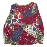 ZARA Womens Printed Blouse Maroon V-Neck Long Sleeve Floral XS