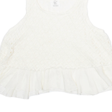 ZARA Womens Smock Vest White Sleeveless Argyle S