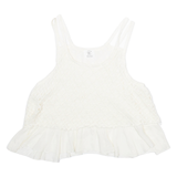 ZARA Womens Smock Vest White Sleeveless Argyle S