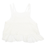 ZARA Womens Smock Vest White Sleeveless Argyle S