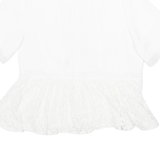 ZARA Womens Printed Blouse White High Neck Viscose Crazy Pattern L